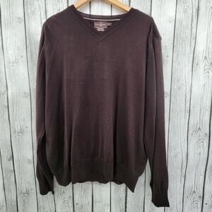 Black Brown 1826 Merino Wool V Neck Sweater